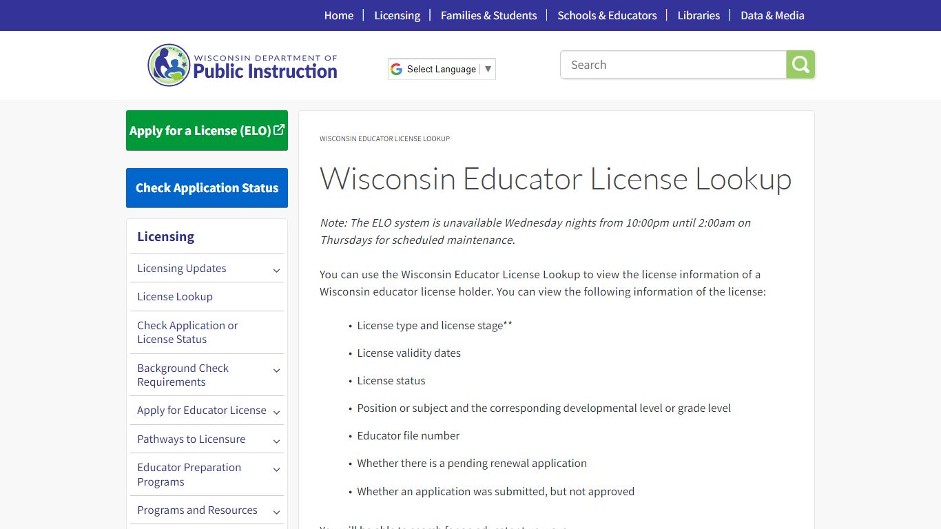 Wisconsin Educator License Lookup | Wisconsin Department of Public ...